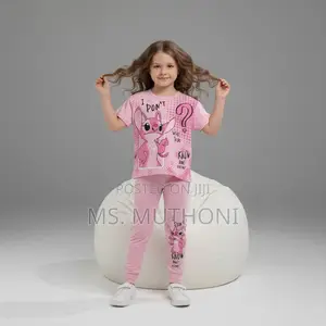 *Girls 2 Pc Pink Stitch Set 4-5