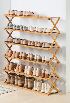 6-Tier Folable Bamboo Shoe Rack Stand :100*100*25cm