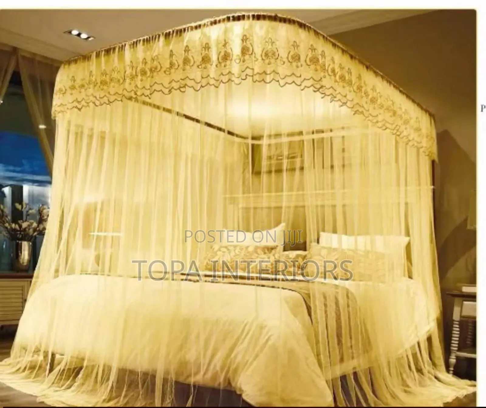 Cream 2 Stand Easy to Use Track Rail Mosquito Nets