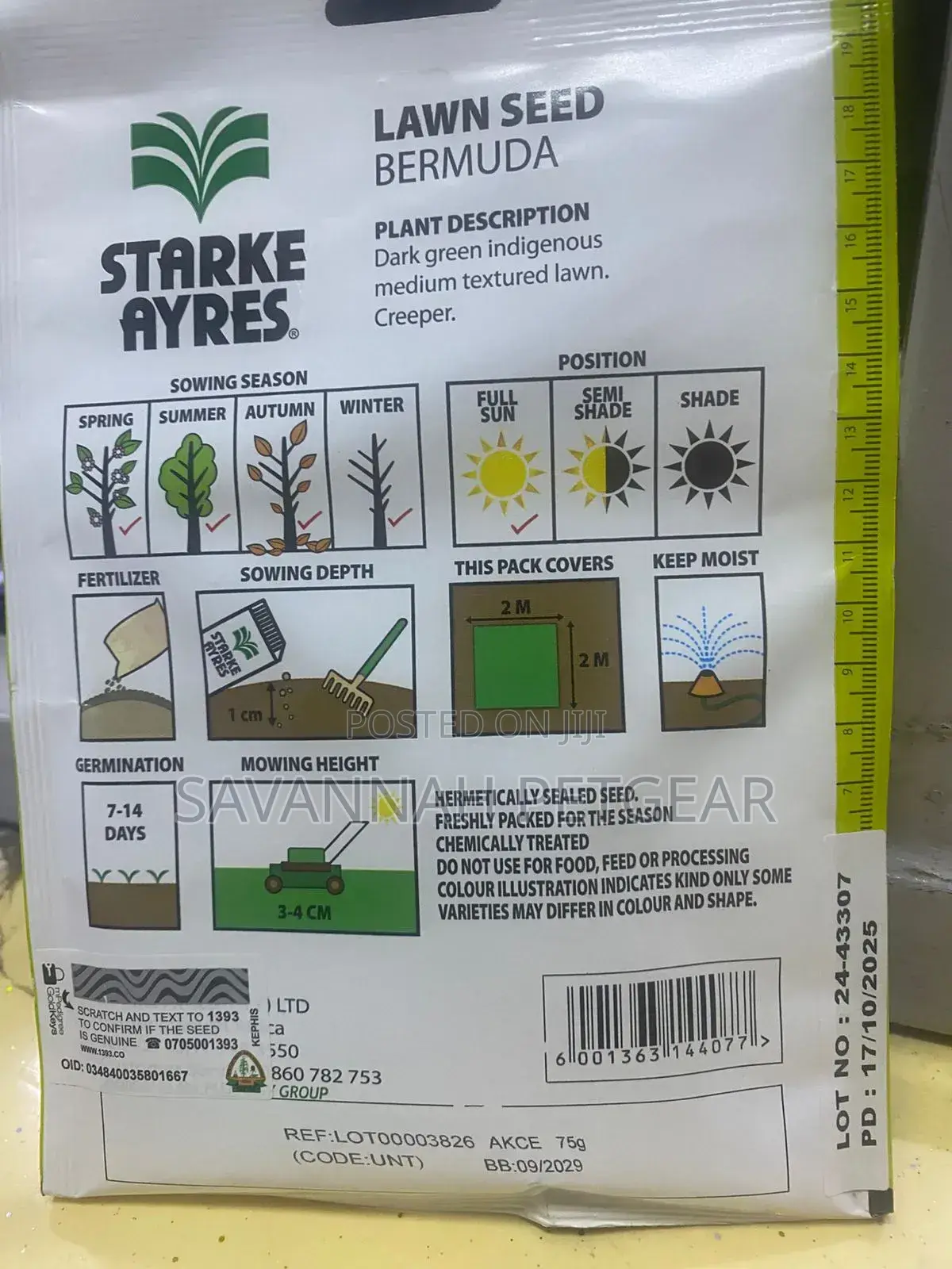 Starke Ayres Bermuda Lawn Seed, 70 Grams