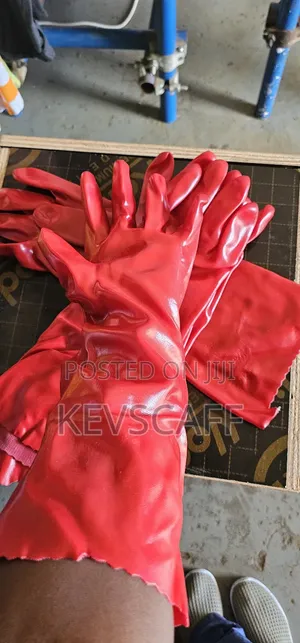 Red Pvc Gloves Long