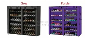 Double Column Shoe Rack Grey, Blue, Pink, Purple, Maroon