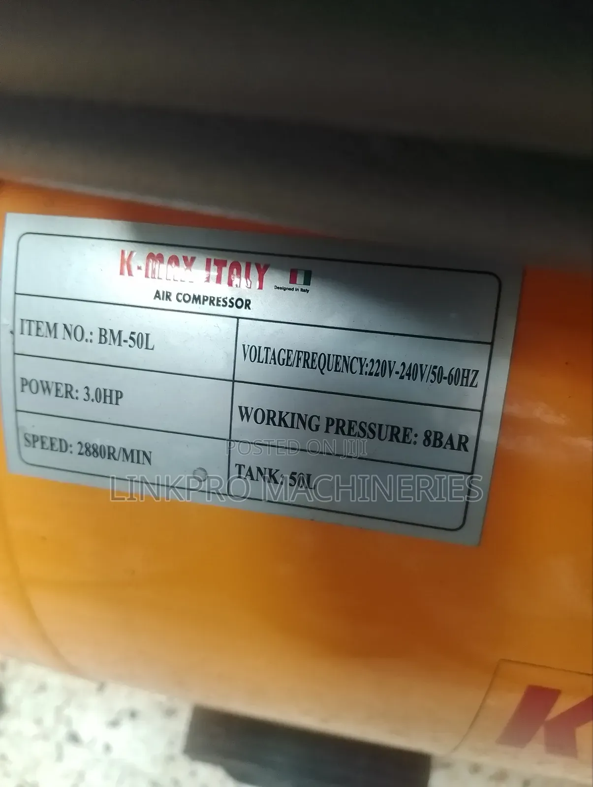 50 Litres 3hp Kmax Italy Air Compressor