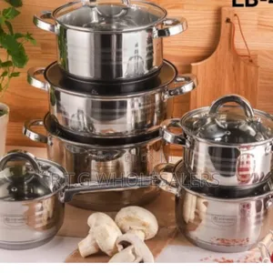 Edenberg 12pc Stainless Steel Cookware Set – Durable Pots