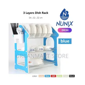 Nunix Dr3h 3-Level Blue Dish Drying Rack, 54×52×32 Cm