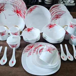 Complete 39-Piece Square Opal Dinnerware Set