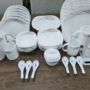Complete 39-Piece Square Opal Dinnerware Set