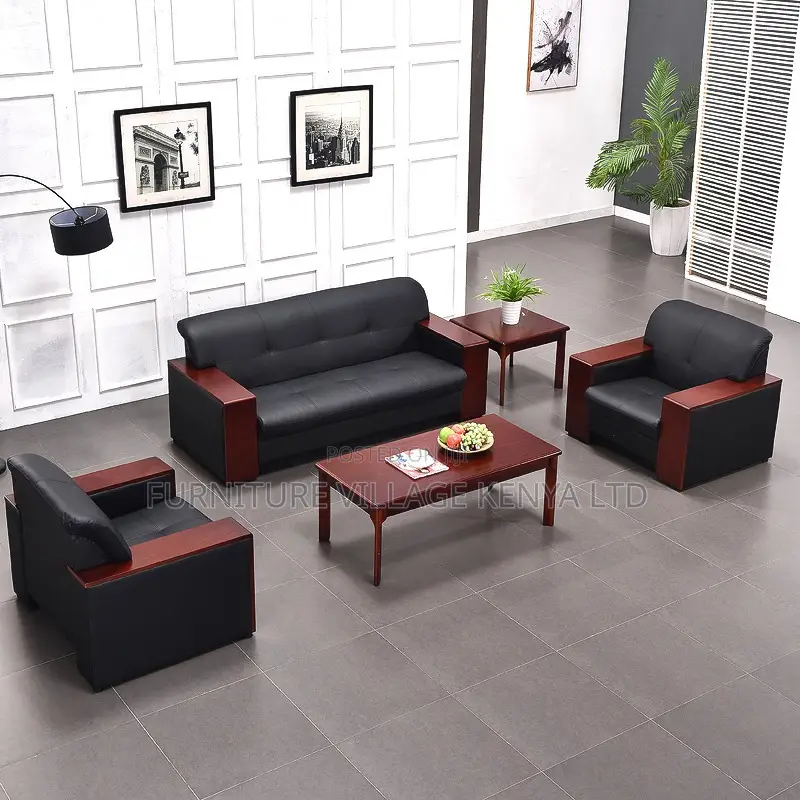 Office Sofa ; Modern 5-seater Black Executive Sofa