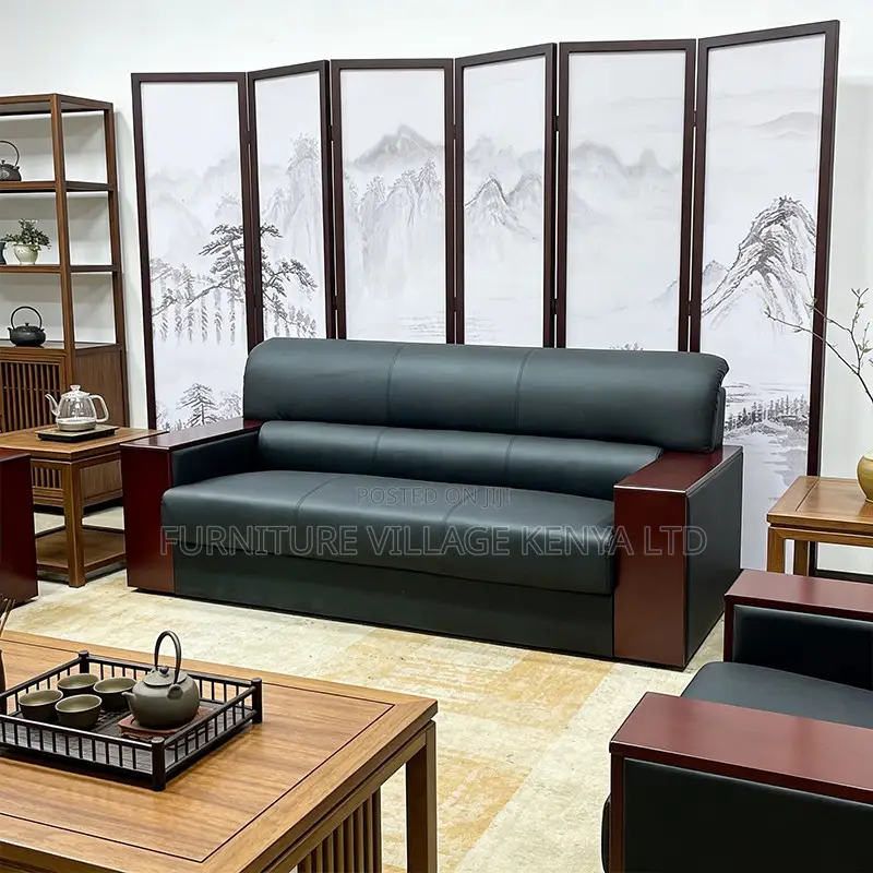 Office Sofa ; Modern 5-seater Black Executive Sofa