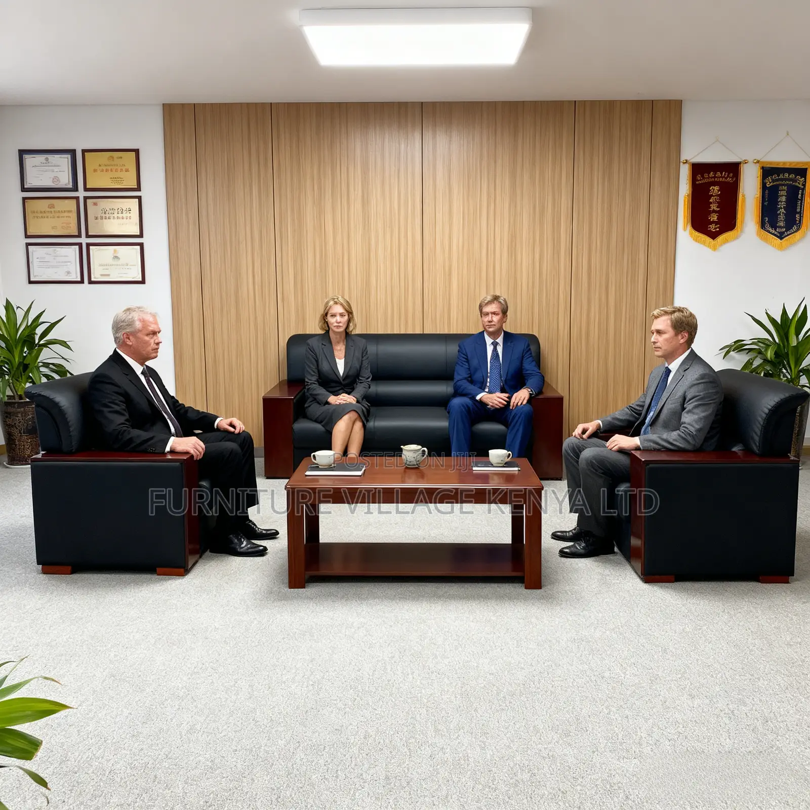 Office Sofa ; Modern 5-seater Black Executive Sofa