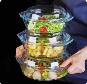 3pcs Set Glass Casserole With Lid