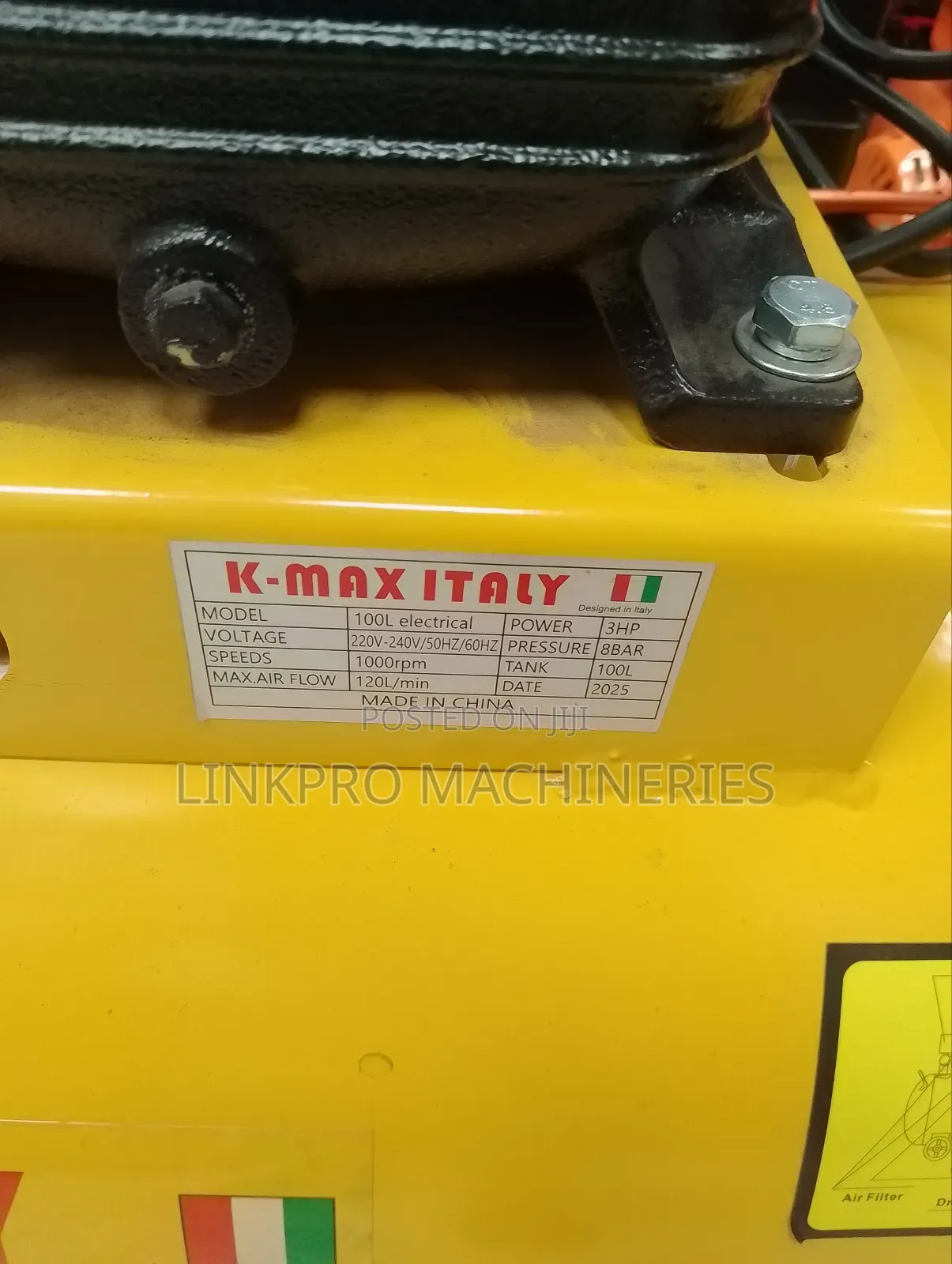 100 Litres 3hp Kmax Italy Air Compressor