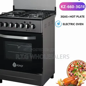 Nunix 60×60 Dual‐Fuel Cooker 3 Gas Burners + Electric Oven