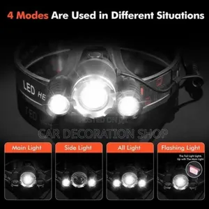 Picnic/Camping/Warehouse Head Mount Flashlight Torch With 3headed Bulb