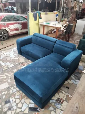 Blue L-Shaped Sectional Sofa