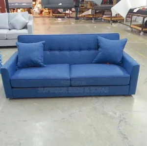 Blue 3 Seater Modern Fabric Sofa