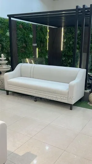 3 Seater White Leather Sofa