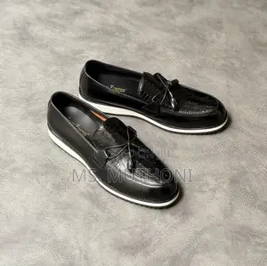 John Foster Brand Crocodile-Printed Leather Loafers With Tassle