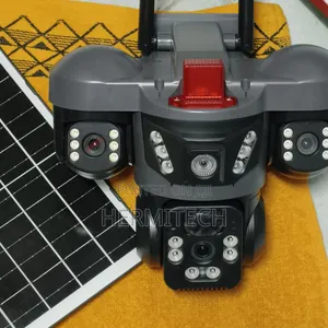 Triple Lens With Siren CCTV Camera Solar Powered PTZ Cameras