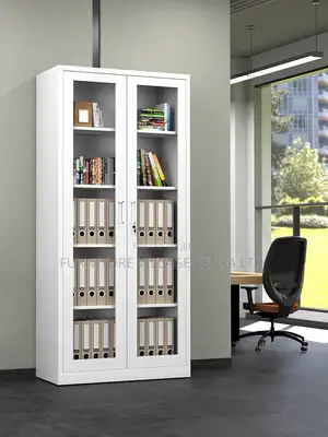Office Furniture - Steel File Storage Cabinet With Glass Doors