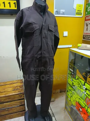 Duck Material Plain Overall Chocolate Color