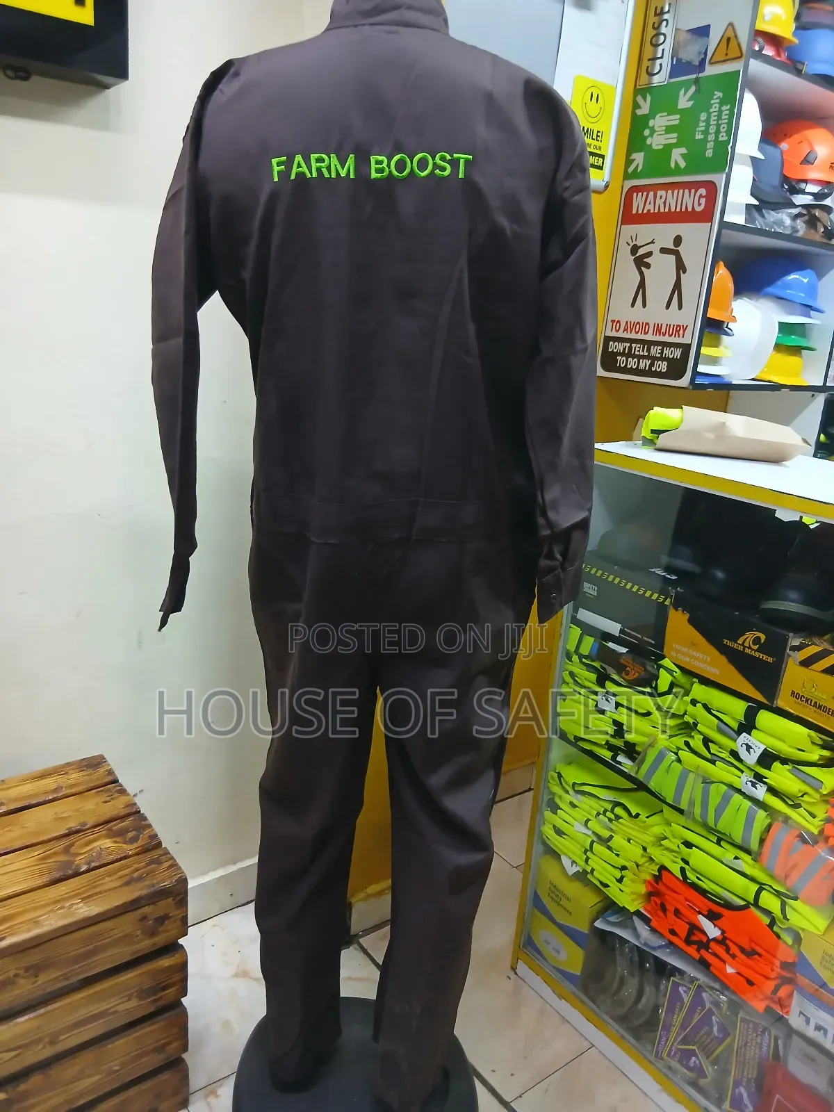 Duck Material Plain Overall Chocolate Color