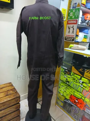 Duck Material Plain Overall Chocolate Color