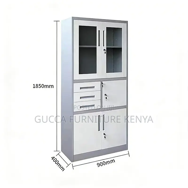2-door Glass Front File Cabinet With Safe