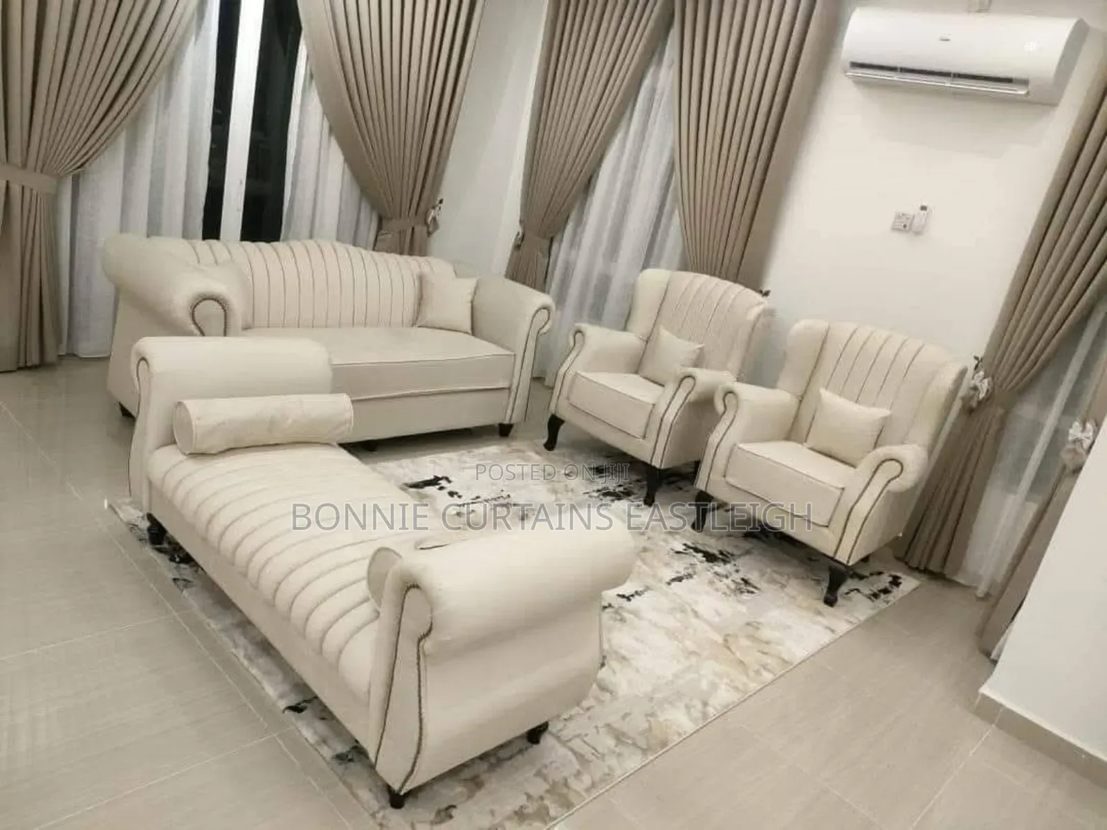 Light Green and Blige Curtains for Guests Rooms