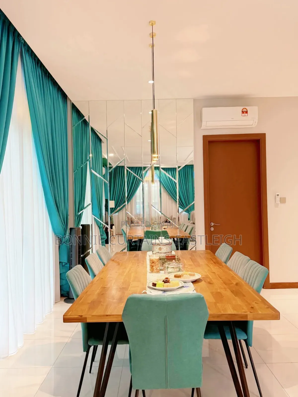 Light Green and Blige Curtains for Guests Rooms