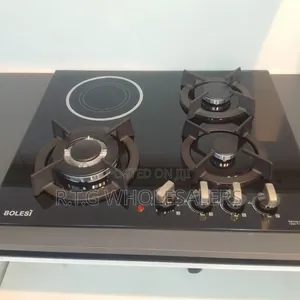 Bolesi Tempered Glass Gas Hob 3 Gas Burners + Infrared + Wok