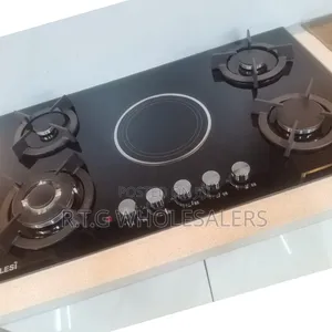 Bolesi Tempered Glass Gas Hob 4 Burners + Infrared + Wok