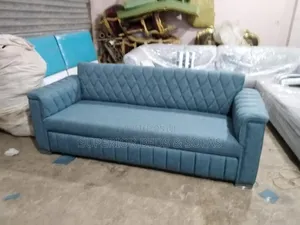 Blue Quilted 3 Seater Sofa