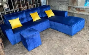 Blue L-Shape Sofa (6 Seater)