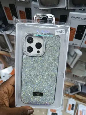 Sparkly, Rhinestone-Studded Phone Case the Apple iPhone 15 Pro Max.