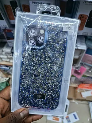 Blue Glittery Phone Case Is Designed to Fit the iPhone 12 Pro Max.