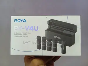 The Boya by-V4u 4-Channel Mini Wireless Microphone System.
