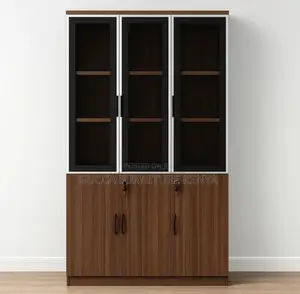 Brown 3-door's Wooden Office Filling Cabinet
