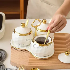 3 In1 Sugar Canisters With Triangle Shape Stand