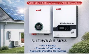 New 5.5kva Must Hybrid Inverter - 5.12kwh Must Lithium Ion Battery BMS