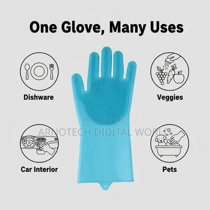Multi-Purpose Reusable Silicone Washing Gloves