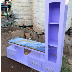 Luxury Marble Finish Tv Cabinet With Storage Shelves Executive Design