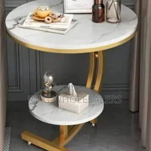 Double‐Layer MDF Marble Effect Console Bedside Coffee Table