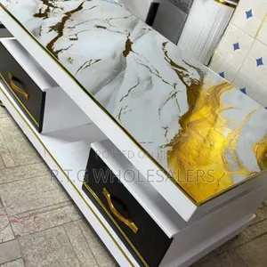Modern White Coffee Table With Marble Tiled Surface
