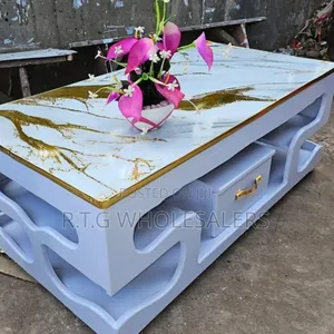 Modern White Marble‐Topped Coffee Table for Living Room