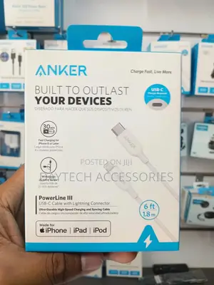 An Anker Powerline Iii Usb-C to Lightning Cable.