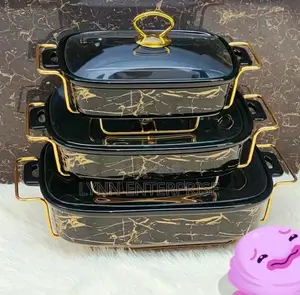 3pcs Black Gold Ceramic Chaffing Dish
 Sizes