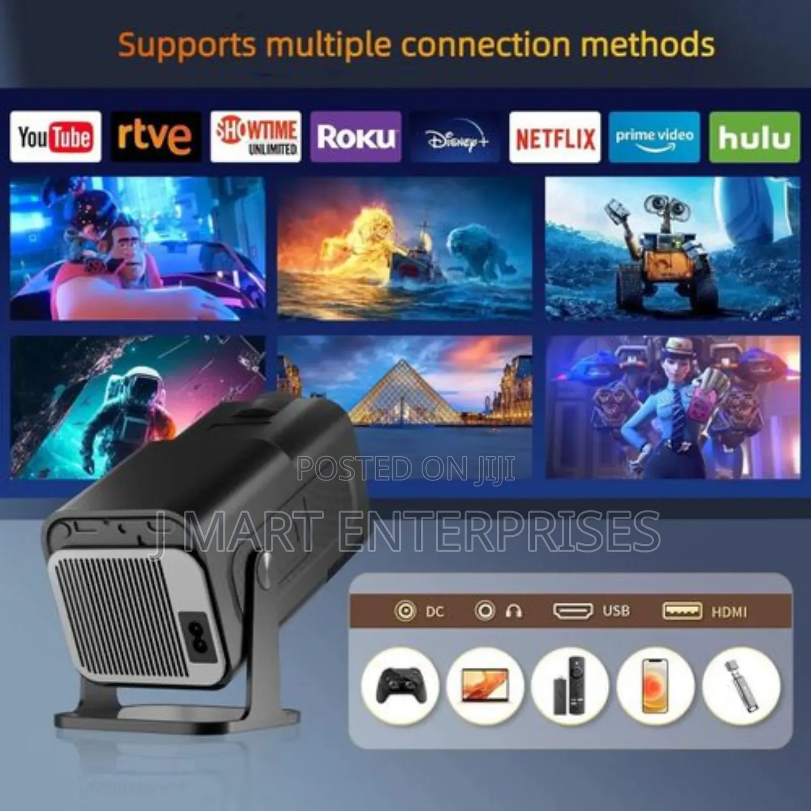 Mini Projector With Wifi and Bluetooth, Portable Projector