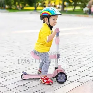 3 in 1 Kick Scooter With Foldable Seat, 3 Led Wheels Music ,Helmet