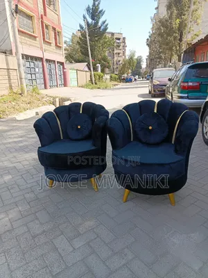 2 Fancy Sofa Single Seats, Black and Gold 